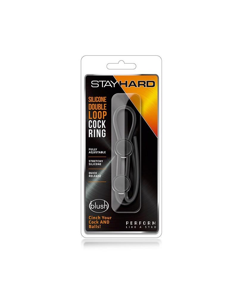 STAY HARD DOUBLE LOOP COCK RING BLACK