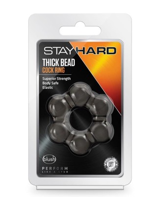 STAY HARD THICK BEAD COCK RING BLACK