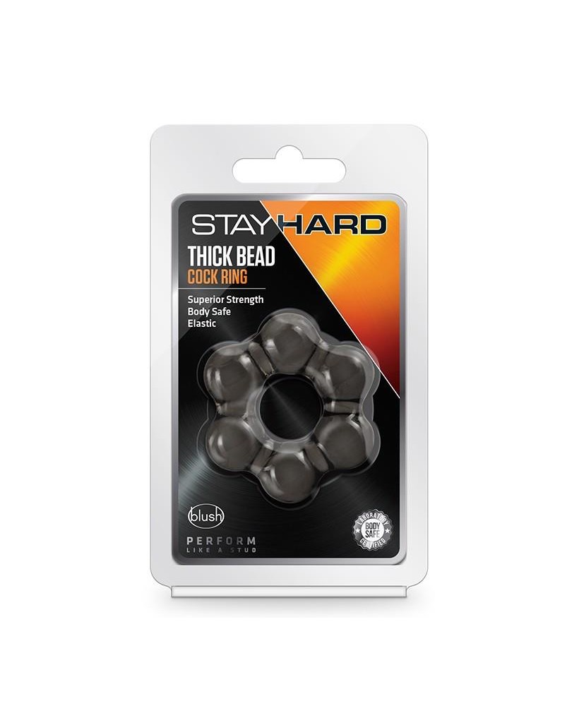 STAY HARD THICK BEAD COCK RING BLACK