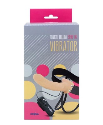 REALISTIC HOLLOW STRAP ON VIBRATOR 8INCH