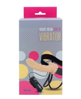 REALISTIC HOLLOW STRAP ON VIBRATOR 8INCH