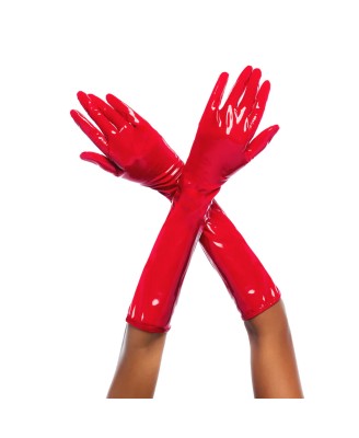 Cruella - High Gloss Gloves - S/M - Gloss Red