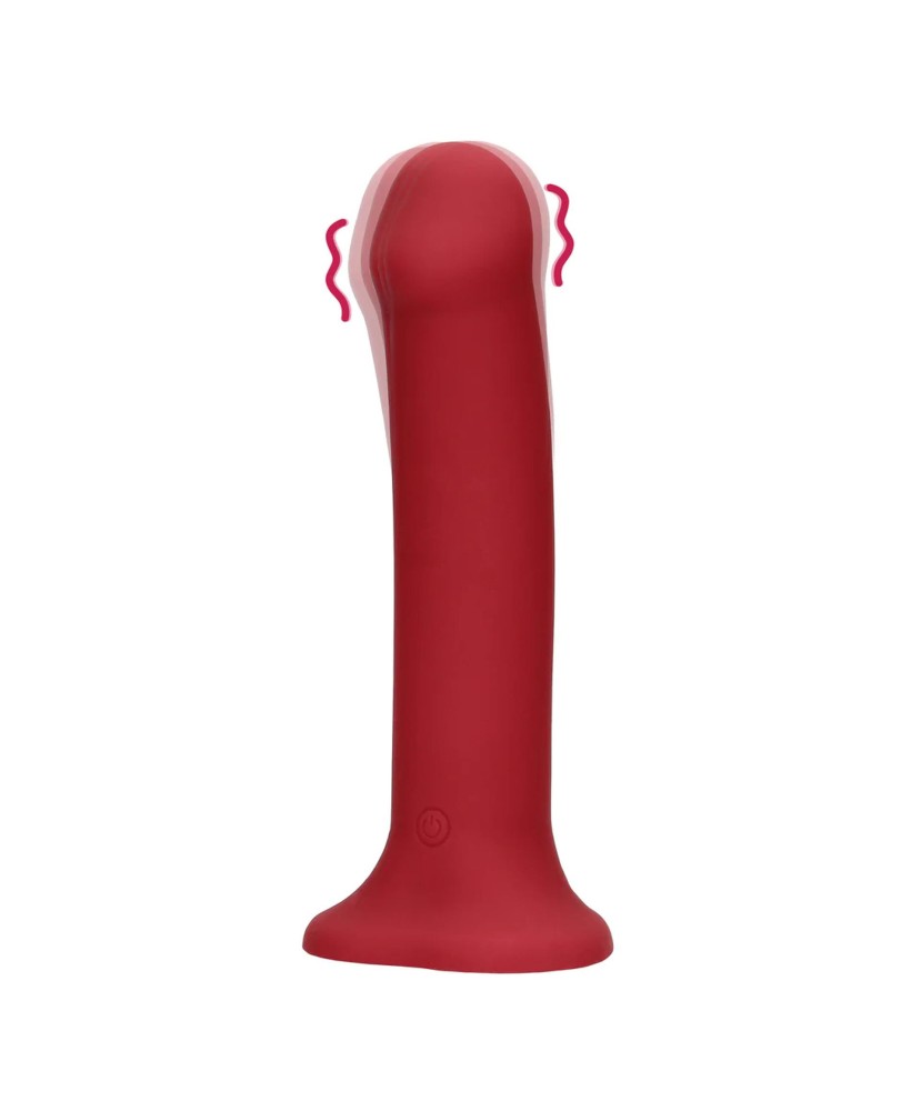 Non-Phallic Vibrating Dildo - Large - Raspberry Red