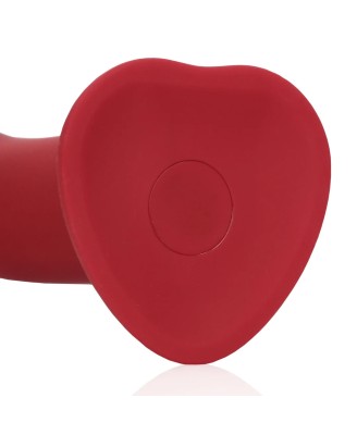 Non-Phallic Vibrating Dildo - Large - Raspberry Red