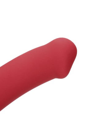 Non-Phallic Vibrating Dildo - Large - Raspberry Red
