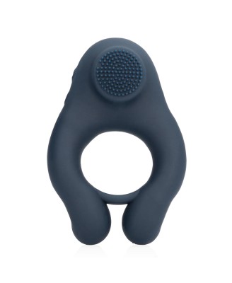 Vibrating Cockring with Clitoris Stimulation - Indigo Blue