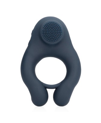 Vibrating Cockring with Clitoris Stimulation - Indigo Blue