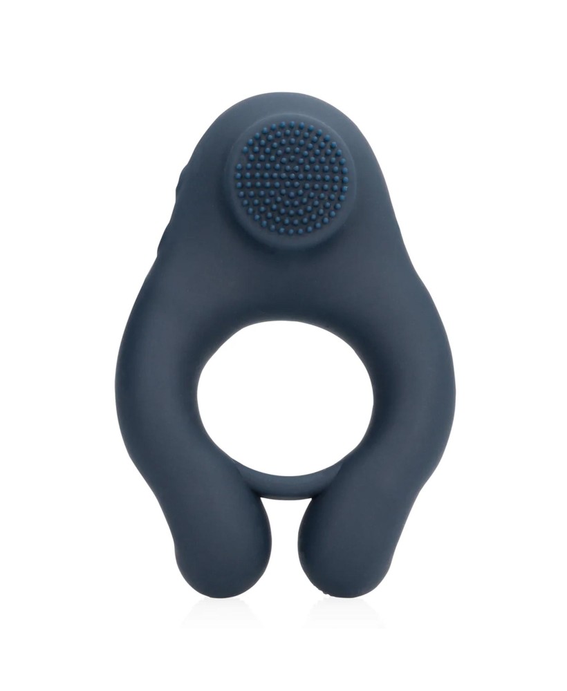 Vibrating Cockring with Clitoris Stimulation - Indigo Blue