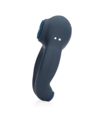 Vibrating Cockring with Clitoris Stimulation - Indigo Blue