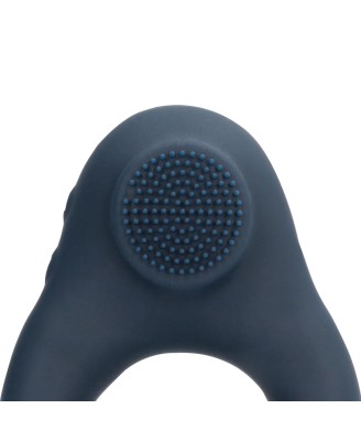 Vibrating Cockring with Clitoris Stimulation - Indigo Blue