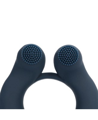 Vibrating Cockring with Clitoris Stimulation - Indigo Blue