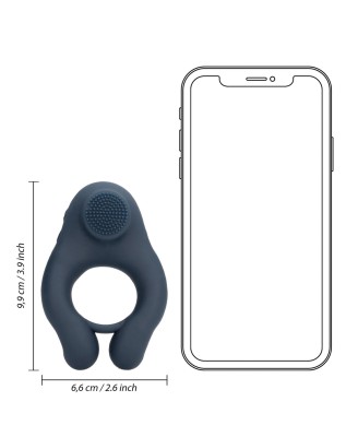 Vibrating Cockring with Clitoris Stimulation - Indigo Blue