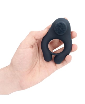 Vibrating Cockring with Clitoris Stimulation - Indigo Blue