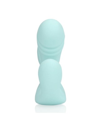 Three-In-One Liquid Silicone Vibrator - Breezy Blue