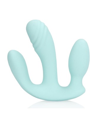 Three-In-One Liquid Silicone Vibrator - Breezy Blue