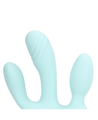 Three-In-One Liquid Silicone Vibrator - Breezy Blue