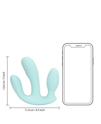 Three-In-One Liquid Silicone Vibrator - Breezy Blue