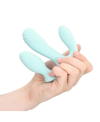 Three-In-One Liquid Silicone Vibrator - Breezy Blue