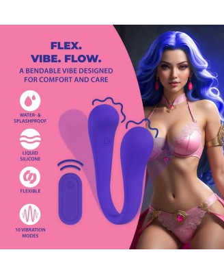 Dual-ended Bendable Vibe with Remote Control - Purple