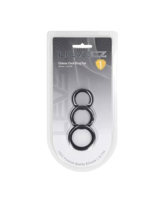 Classic Silicone Cockring Set of 3 - XS/S/M - Black