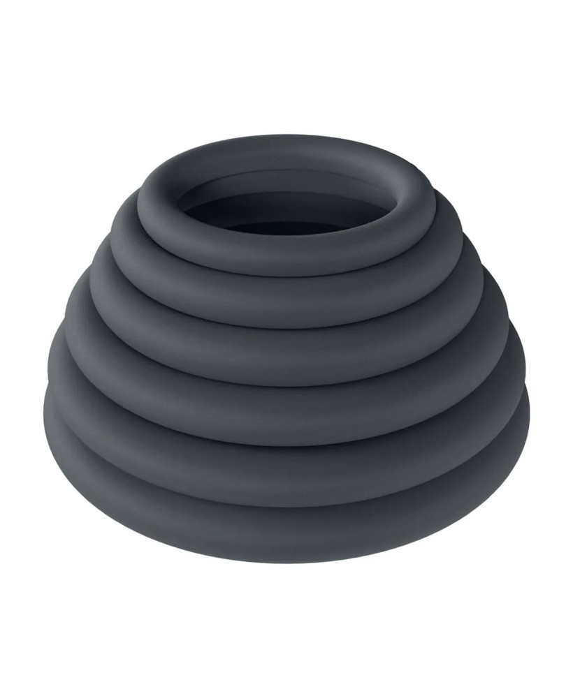 Classic Silicone Cockring Set of 6 - Black