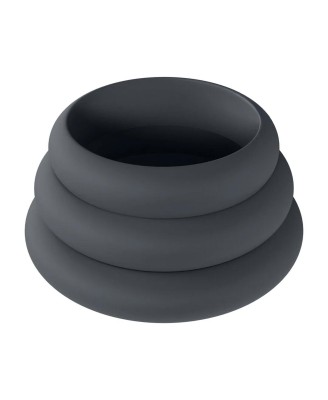 Wide O Silicone Cockring Set of 3 - S/M/L - Black