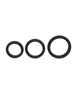 Wide O Silicone Cockring Set of 3 - S/M/L - Black