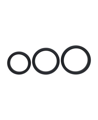 Wide O Silicone Cockring Set of 3 - L/XL/XXL - Black