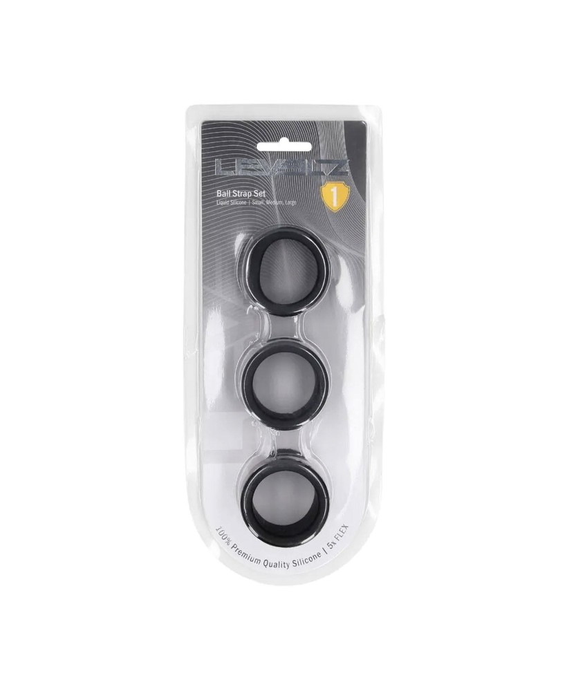 Liquid Silicone Ball Strap Set of 3 - S/M/L - Black