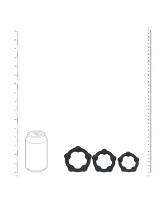 Beaded Silicone Cockring Set of 3 - S/M/L - Black