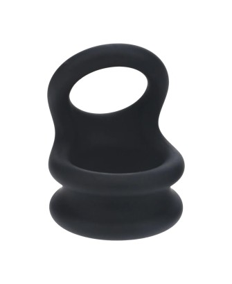 Wide Double O Silicone Cockring - L - Black