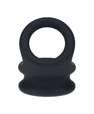 Wide Double O Silicone Cockring - L - Black