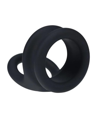 Wide Double O Silicone Cockring - L - Black