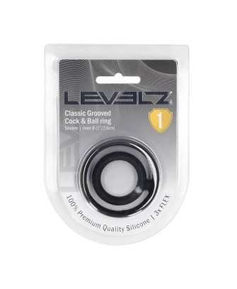Classic Grooved Silicone Cock and Ball Ring - Black