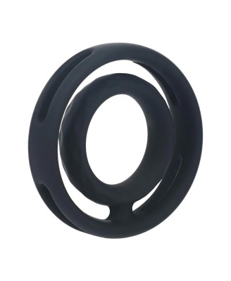 Classic Grooved Silicone Cock and Ball Ring - Black