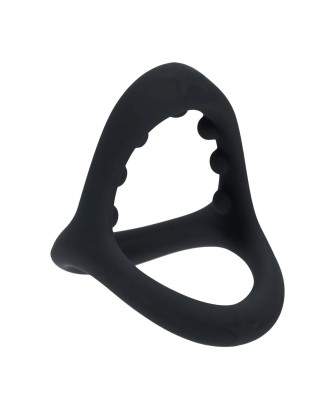 Soft Bead Grip Silicone Cock and Ball Ring - Black