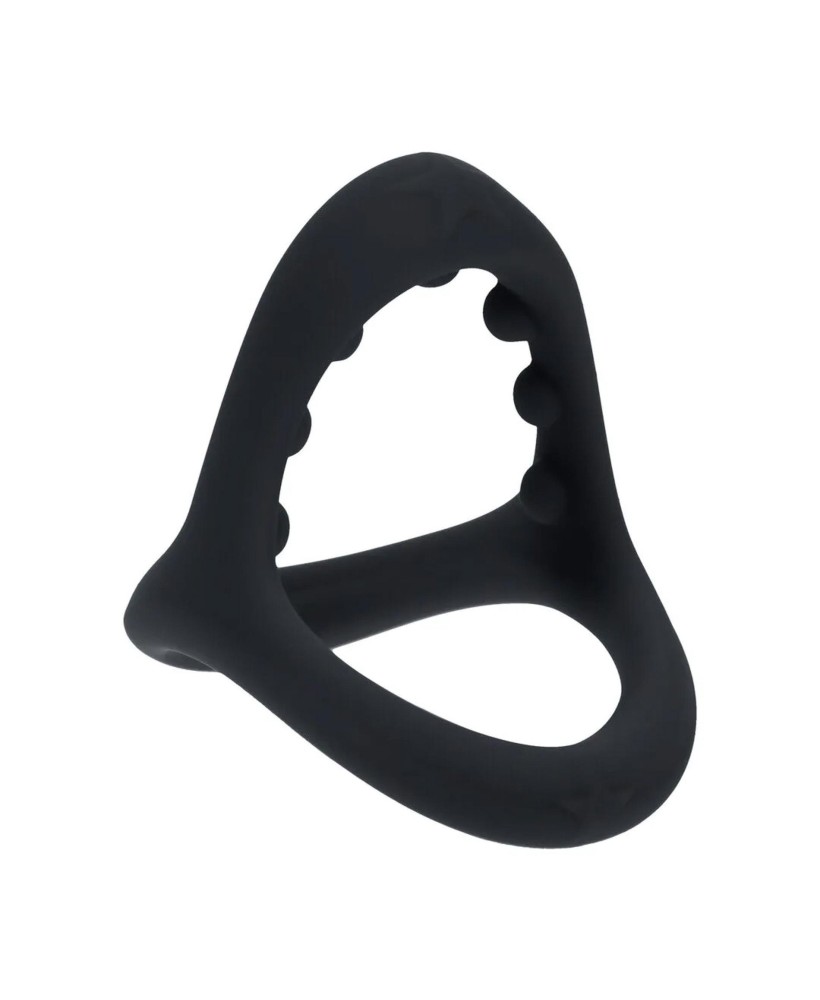 Soft Bead Grip Silicone Cock and Ball Ring - Black