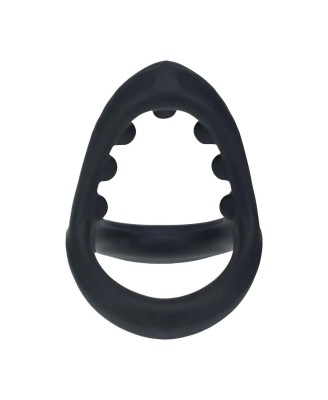 Soft Bead Grip Silicone Cock and Ball Ring - Black