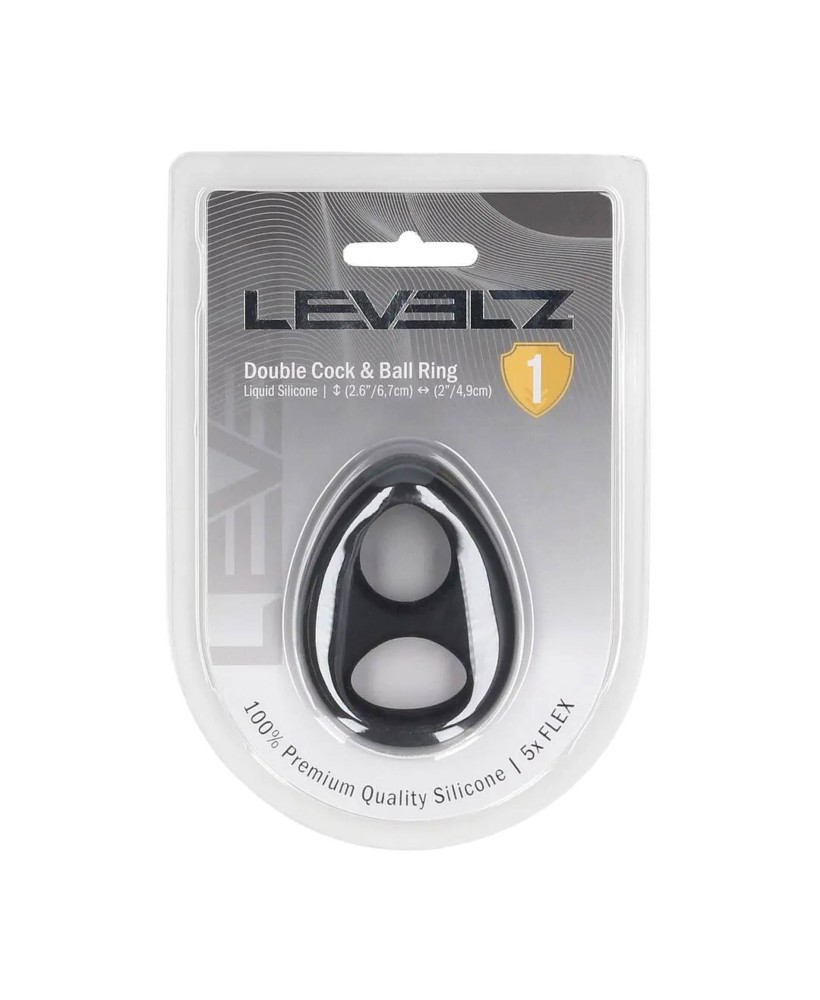 Double Liquid Silicone Cock and Ball Ring - Black
