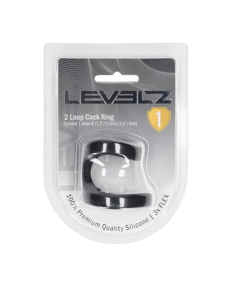 2 Loop Silicone Cockring - Black