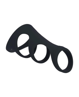 3 Loop Silicone Cockring - Black