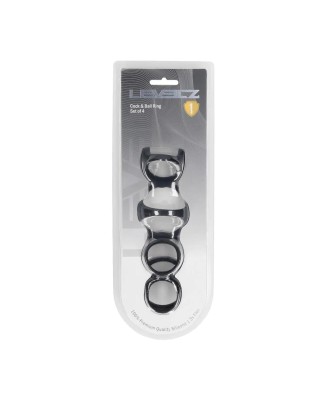 Silicone Cock and Ball Ring Set of 4 - Black