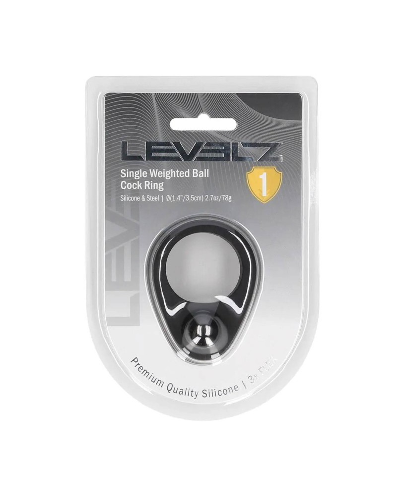 Liquid Silicone Single Weighted Ball Cockring - Black