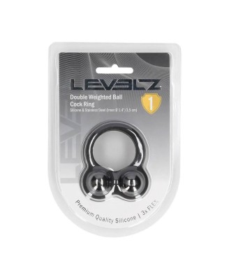 Liquid Silicone Double Weighted Ball Cockring - Black