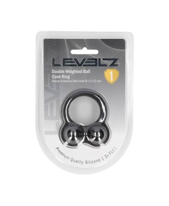 Liquid Silicone Double Weighted Ball Cockring - Black