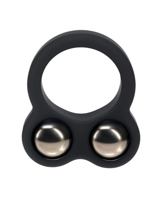 Liquid Silicone Double Weighted Ball Cockring - Black