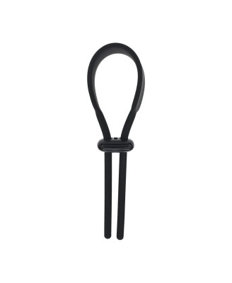 Wide Adjustable Silicone Lasso Cockring - 5mm - Black