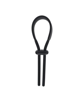 Wide Adjustable Silicone Lasso Cockring - 5mm - Black