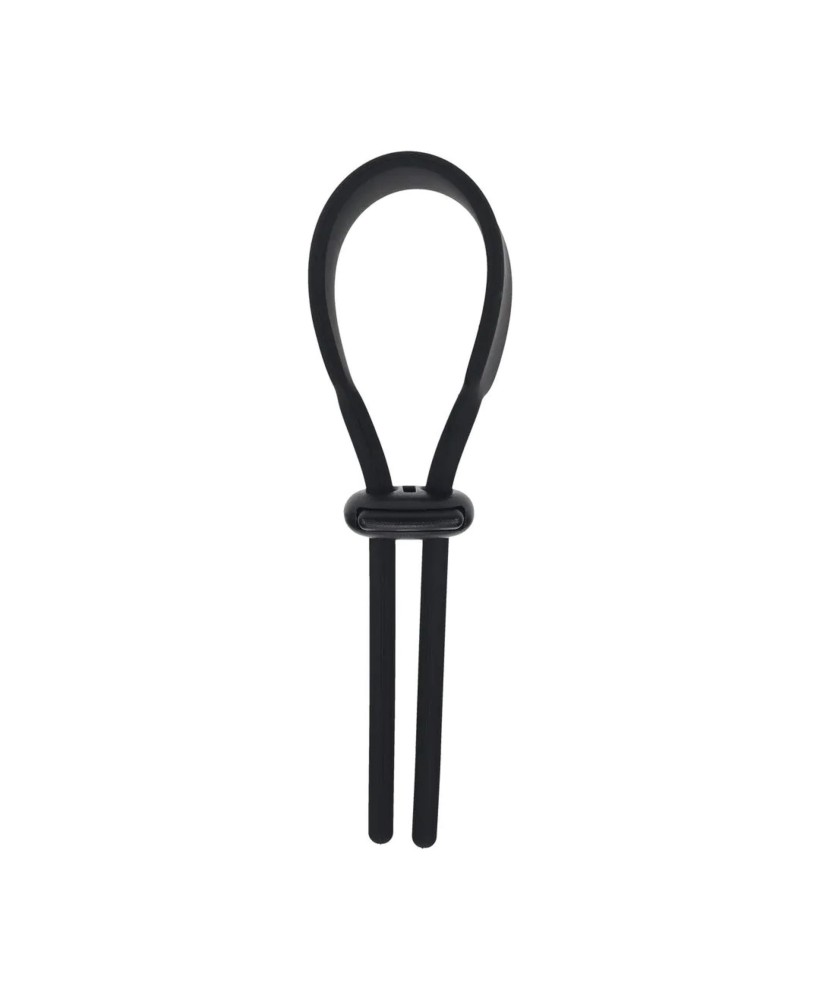 Wide Adjustable Silicone Lasso Cockring - 5mm - Black