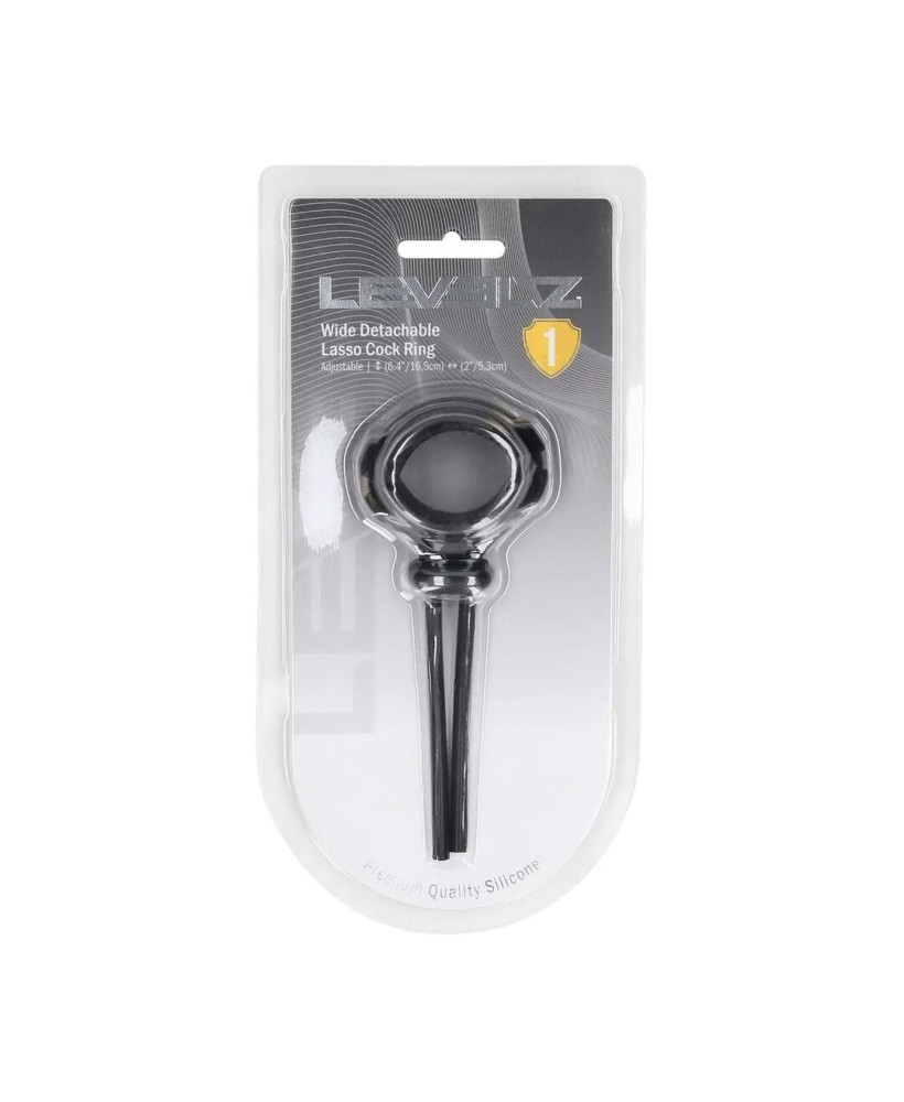 Detachable Wide Adjustable Silicone Lasso Cockring - 5mm - Black